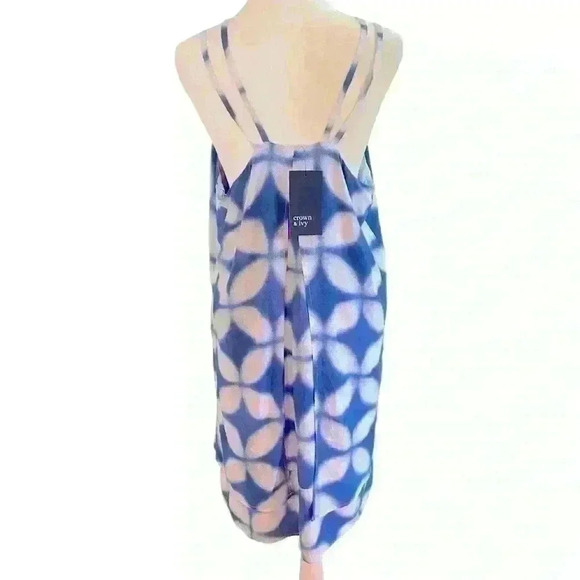 Crown & Ivy Women’s Double Layer Midi Sundress Size M Blue White Flowy Vacation - Picture 8 of 13